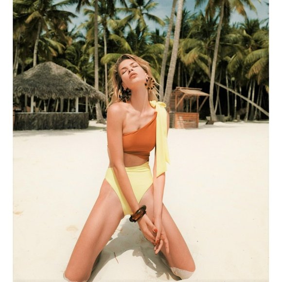 SAME Los Angeles Other - Skin by SAME Swim Los Angeles Cut Out One Piece Neon Yellow Bikini One Shoulder